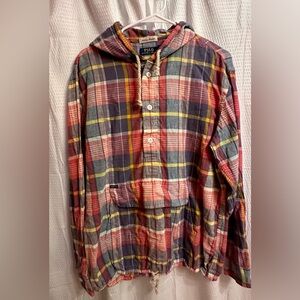 Unique, hooded plaid cotton, Ralph Lauren men’s size medium